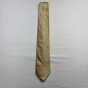 Perry Ellis Portfolio Mens Silk Tie Gold Geometric Pattern Formal Business